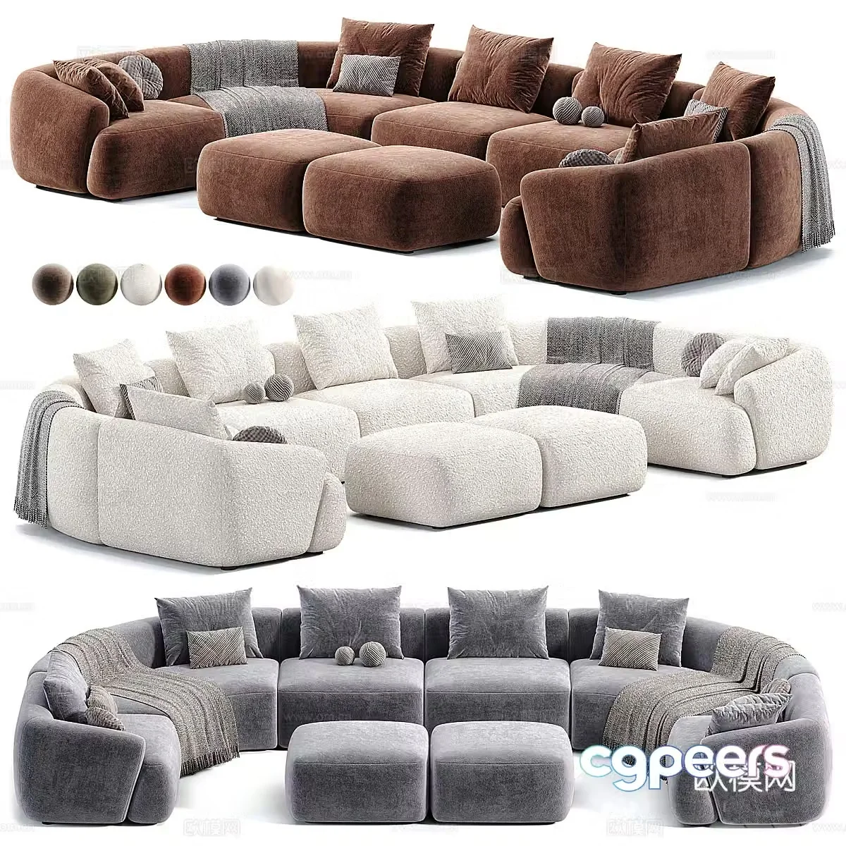 Modern Italian Divano XL Beaded Sofia Modular Combination 3D Model
