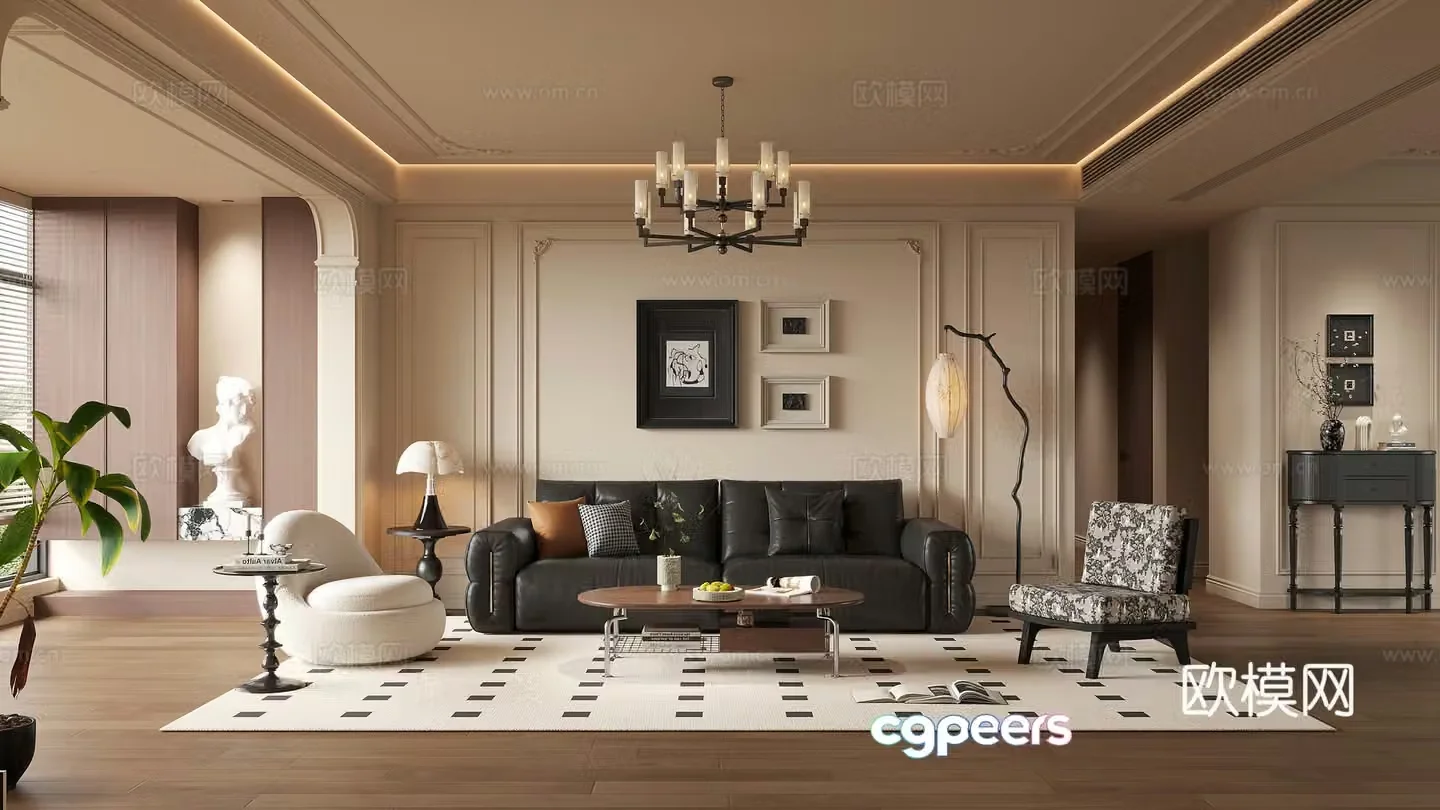 Middle-aged living room 3d model