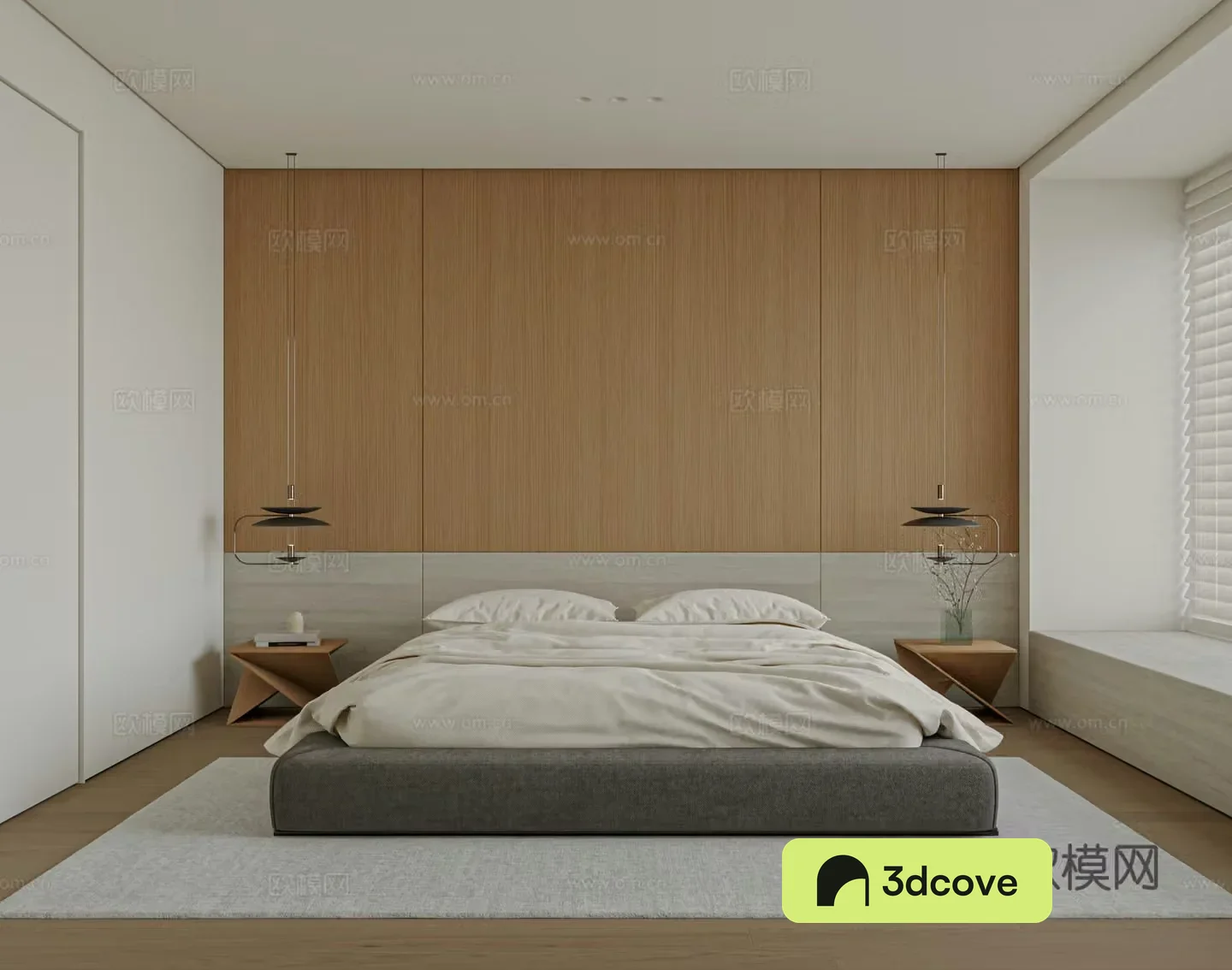 Modern bedroom bed nightstand jewelry