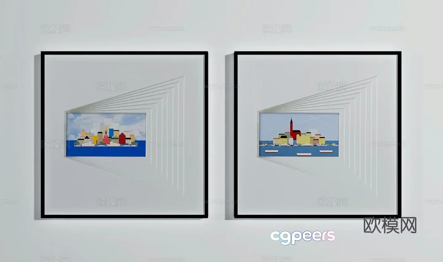 Modern decorative paintings Combination hanging paintings Comic hanging paintings 3D model