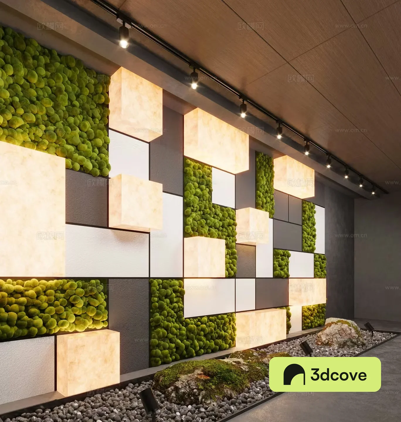 Modern plant wall moss model wall