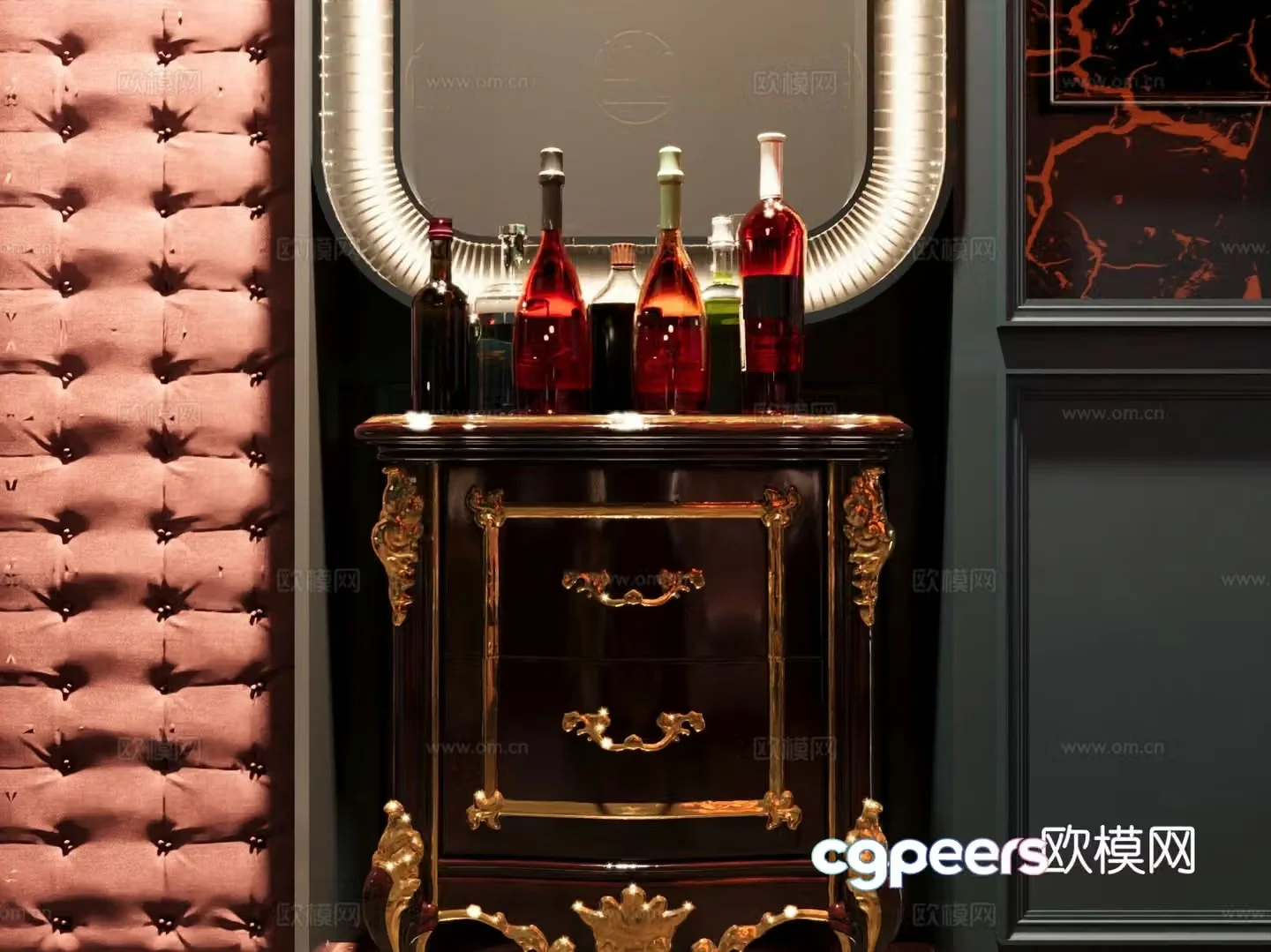 American wine cabinet low cabinet 3d model