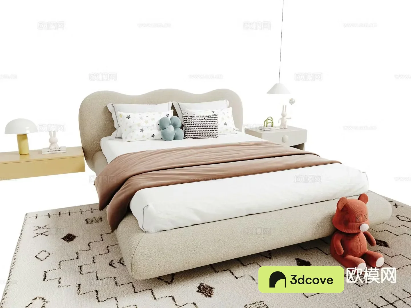 Cream style double bed girl bed