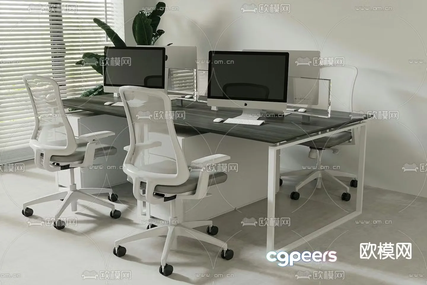 Card space desk staff table 3d model