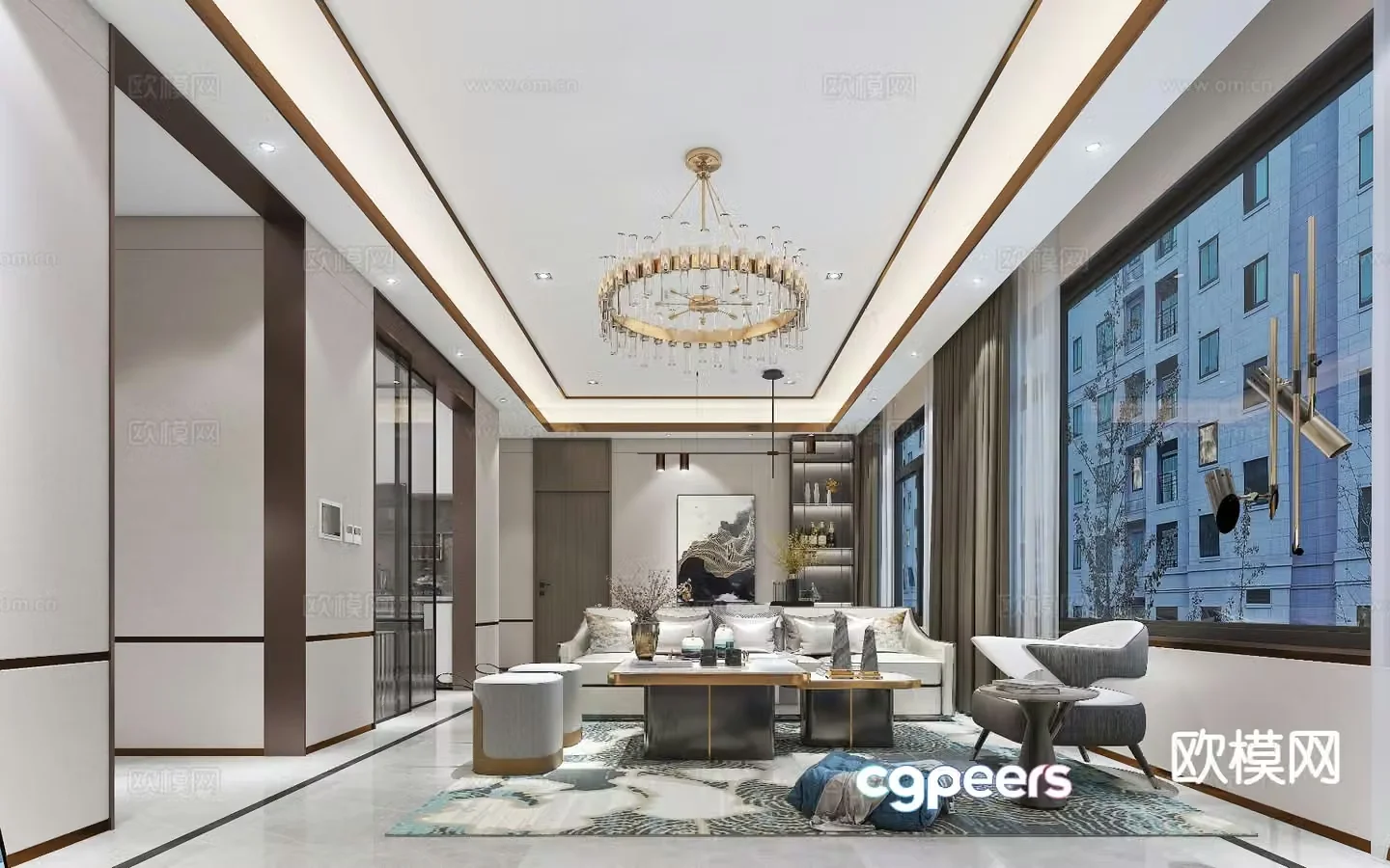 Light luxury guest restaurant model room 3D model