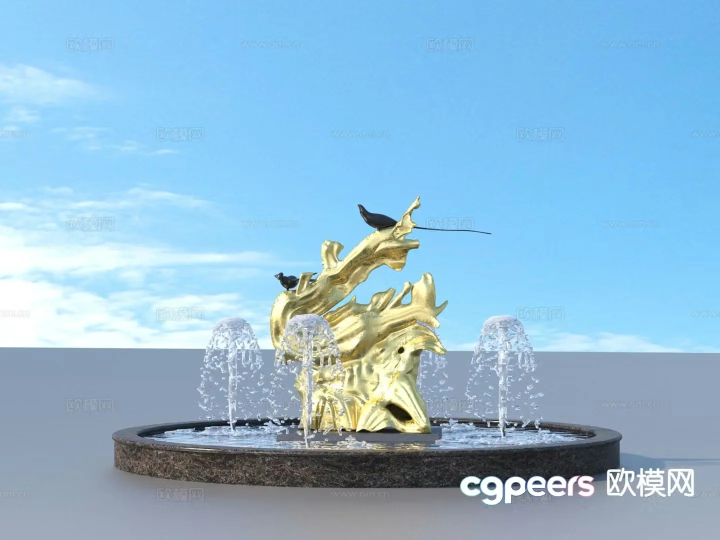 Urban Sculpture Waterscape Sketch Landscape Sculpture 3D Model