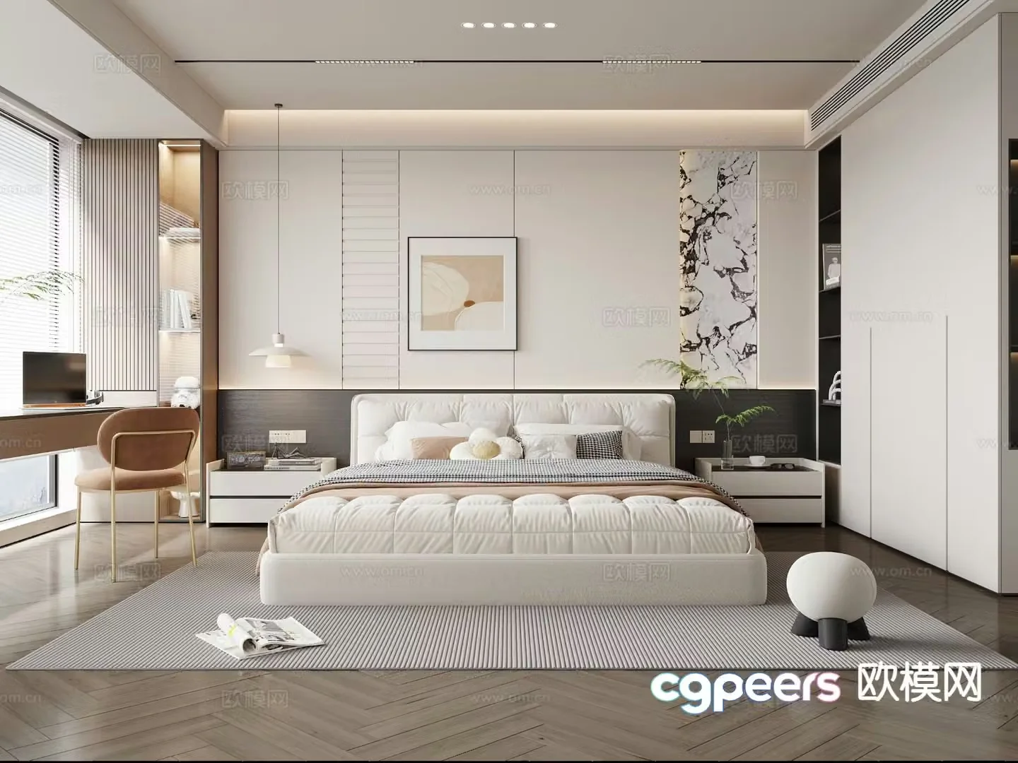Cream style bedroom master bedroom 3d model