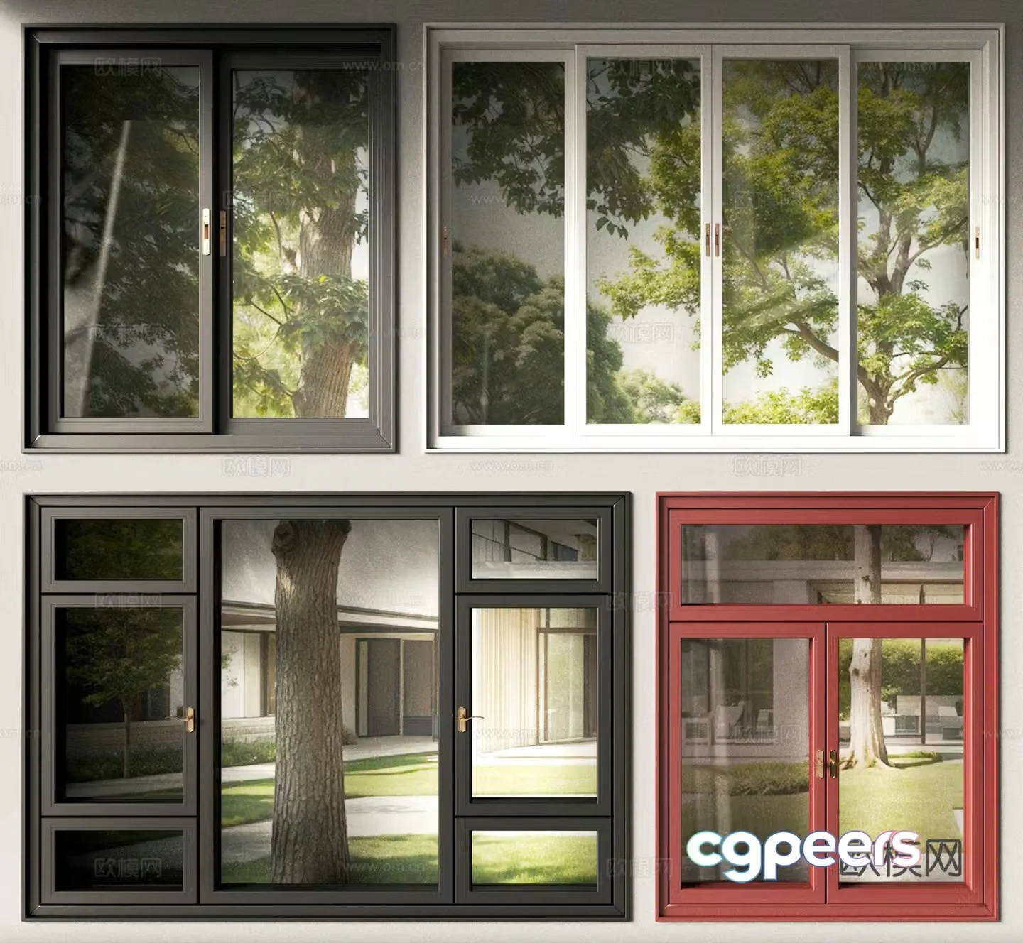 Modern sliding window window casement window 3d model