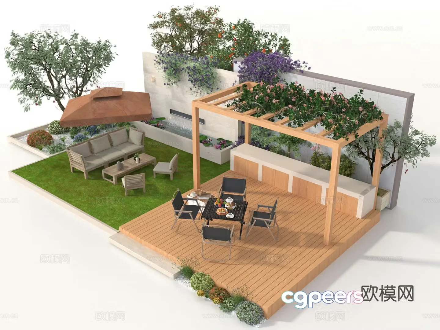 Outdoor garden landscape 3d model