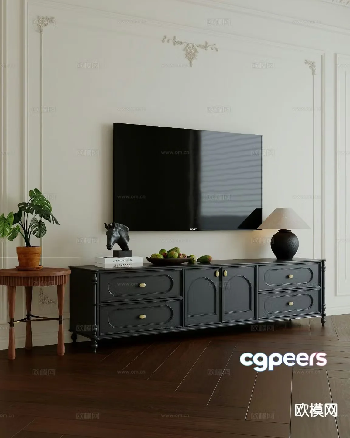 French retro TV cabinet 3d model