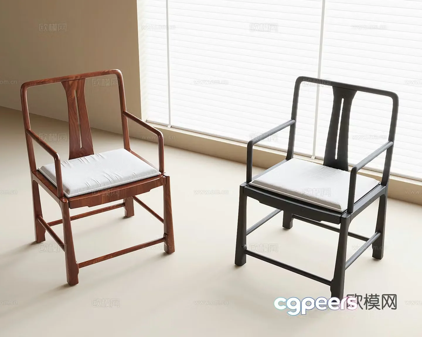 New Chinese dining chair single chair book chair tea chair 3d model