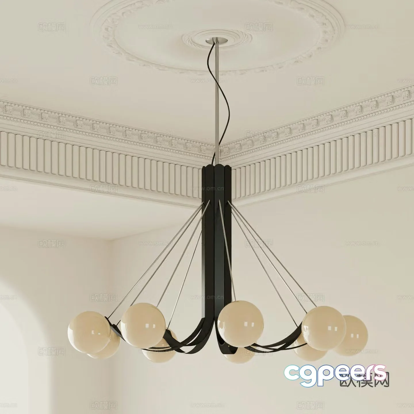 French medieval style chandelier multi-head chandelier metal chandelier 3d model