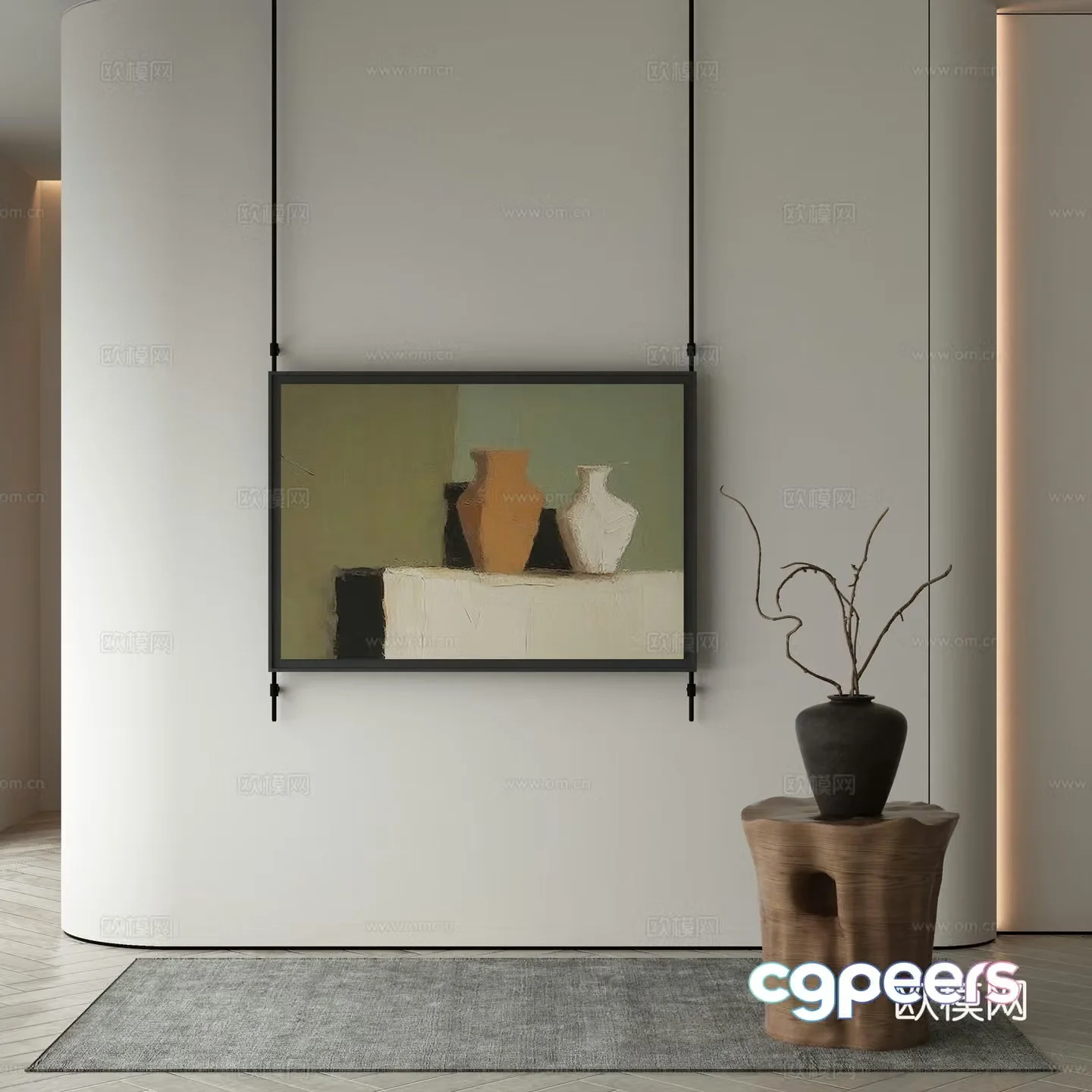 Modern Wasabi Hanging Painting Oil Painting 3D Model