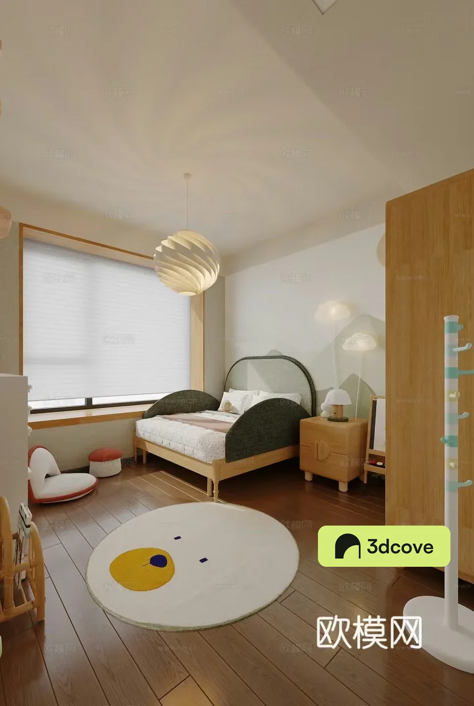 Modern log style children’s room