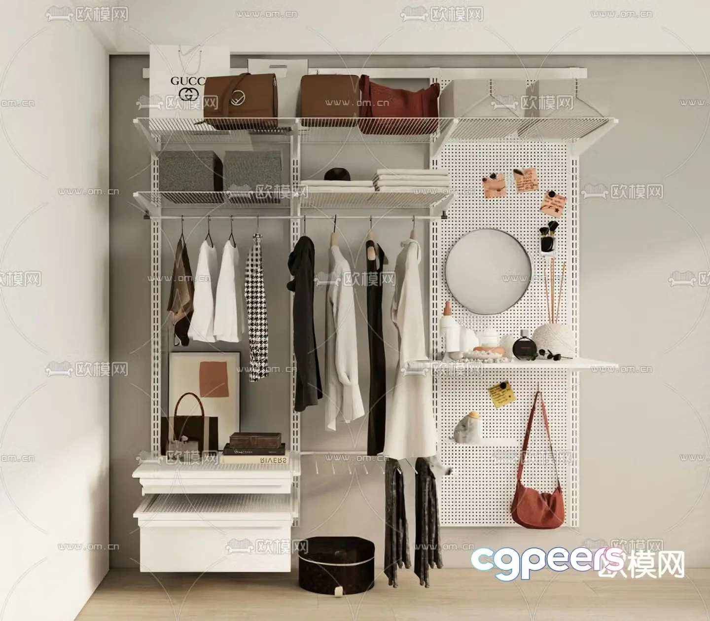 Modern open wardrobe 3d model