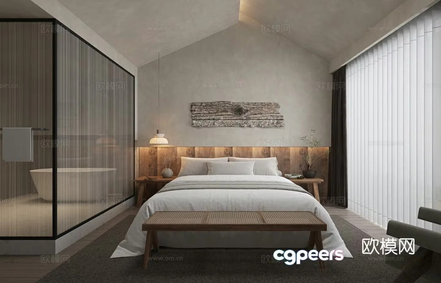 New Chinese style B&B rooms hotel rooms resort hotel 3D model