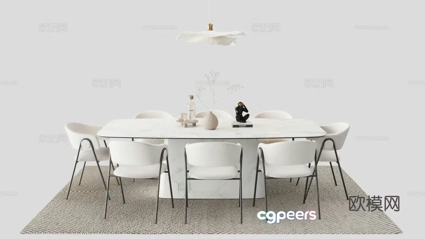 Modern dining table and chair 3d model