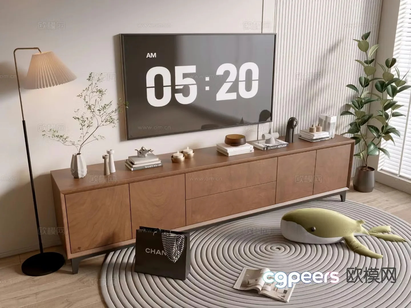 Log style TV cabinet 3D model
