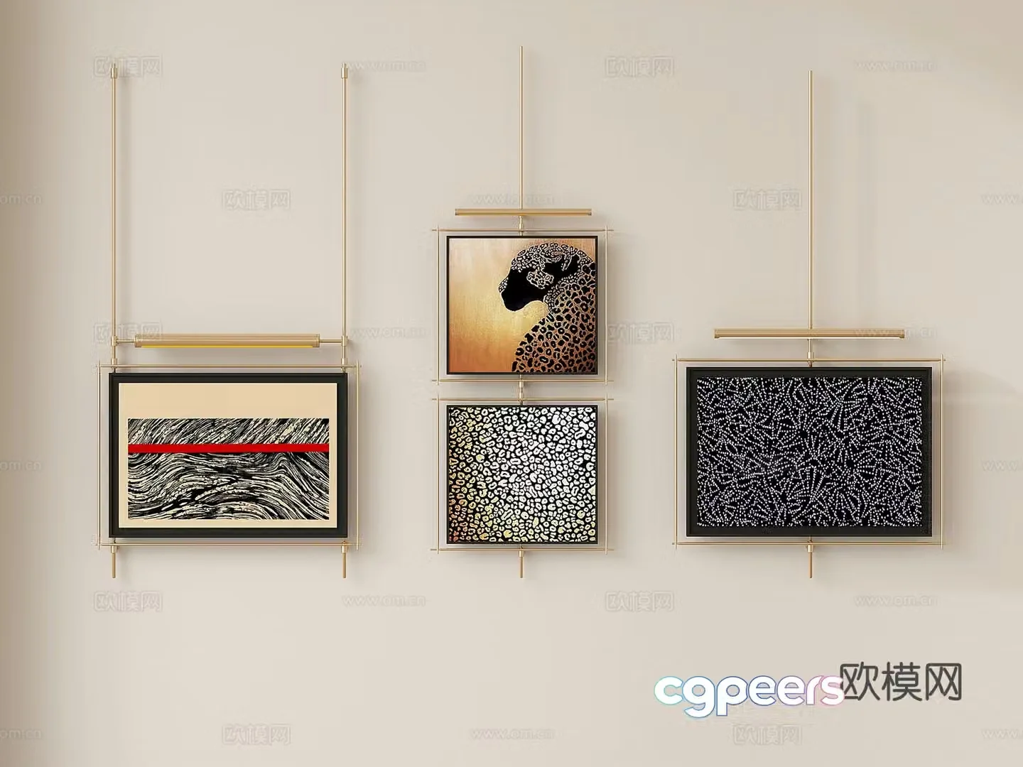 Middle-aged style hanging boom decoration painting wall lamp hanging painting mural 3d model