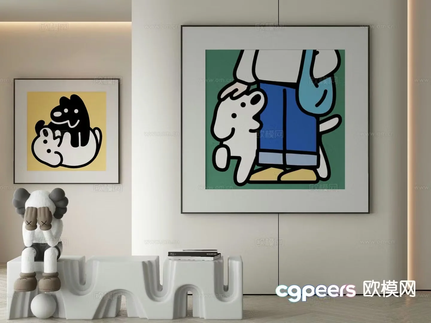 Modern decorative painting cartoon hanging painting 3d model
