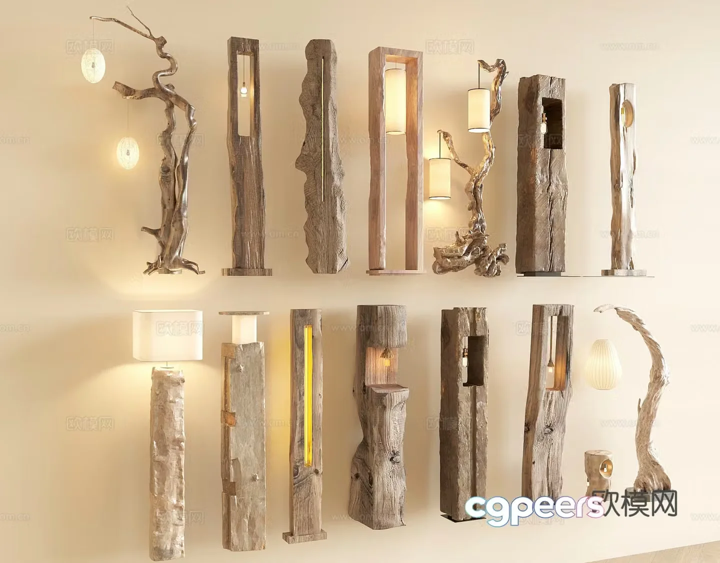 Wasabi wind floor lamp solid wood floor lamp floor lamp lamp 3d model