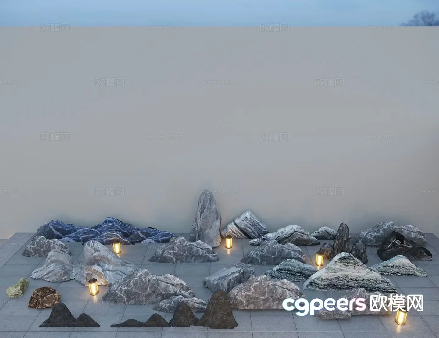 New Chinese style landscape stone Xuelang stone landscape stone rockery 3D model