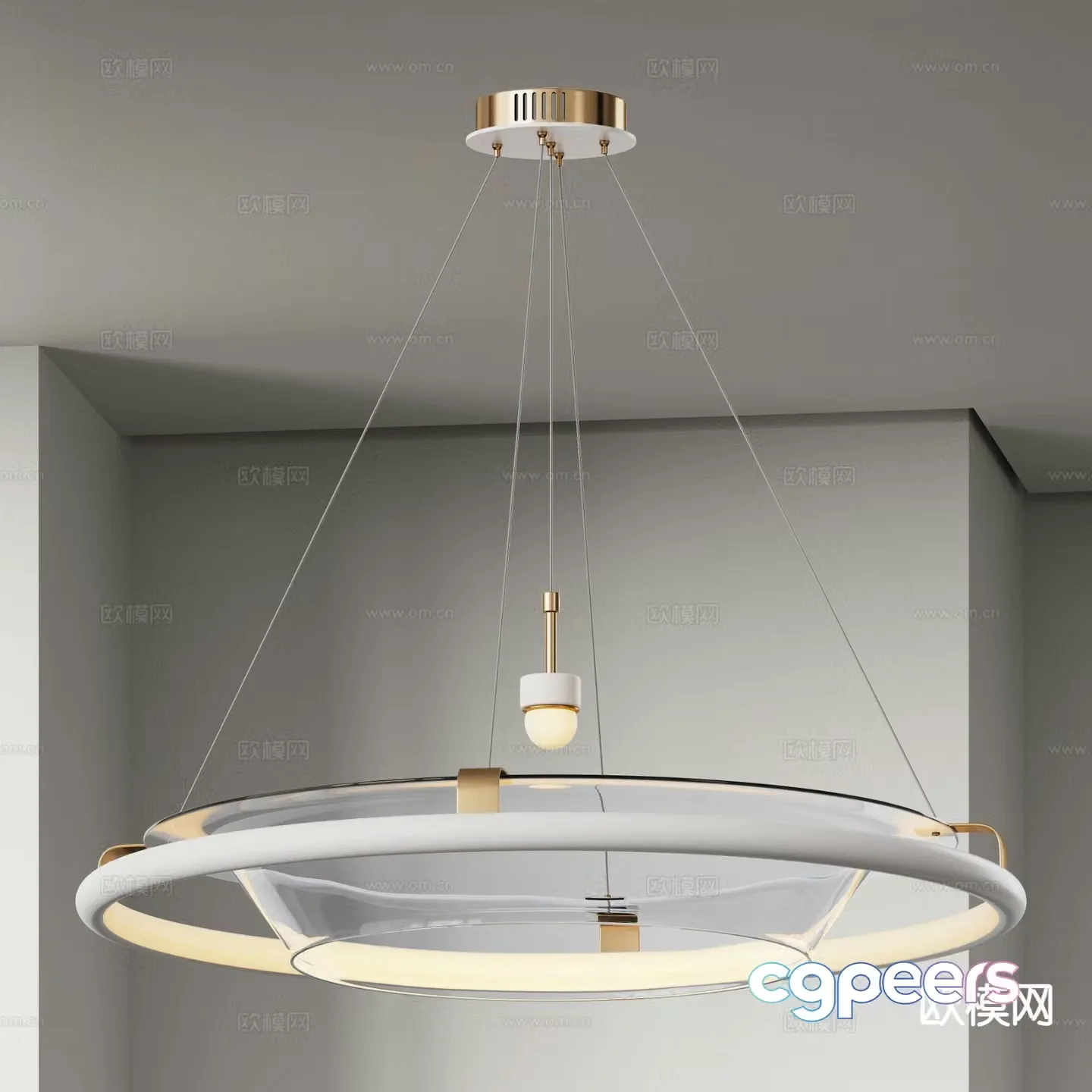 Light luxury chandelier ring chandelier 3d model