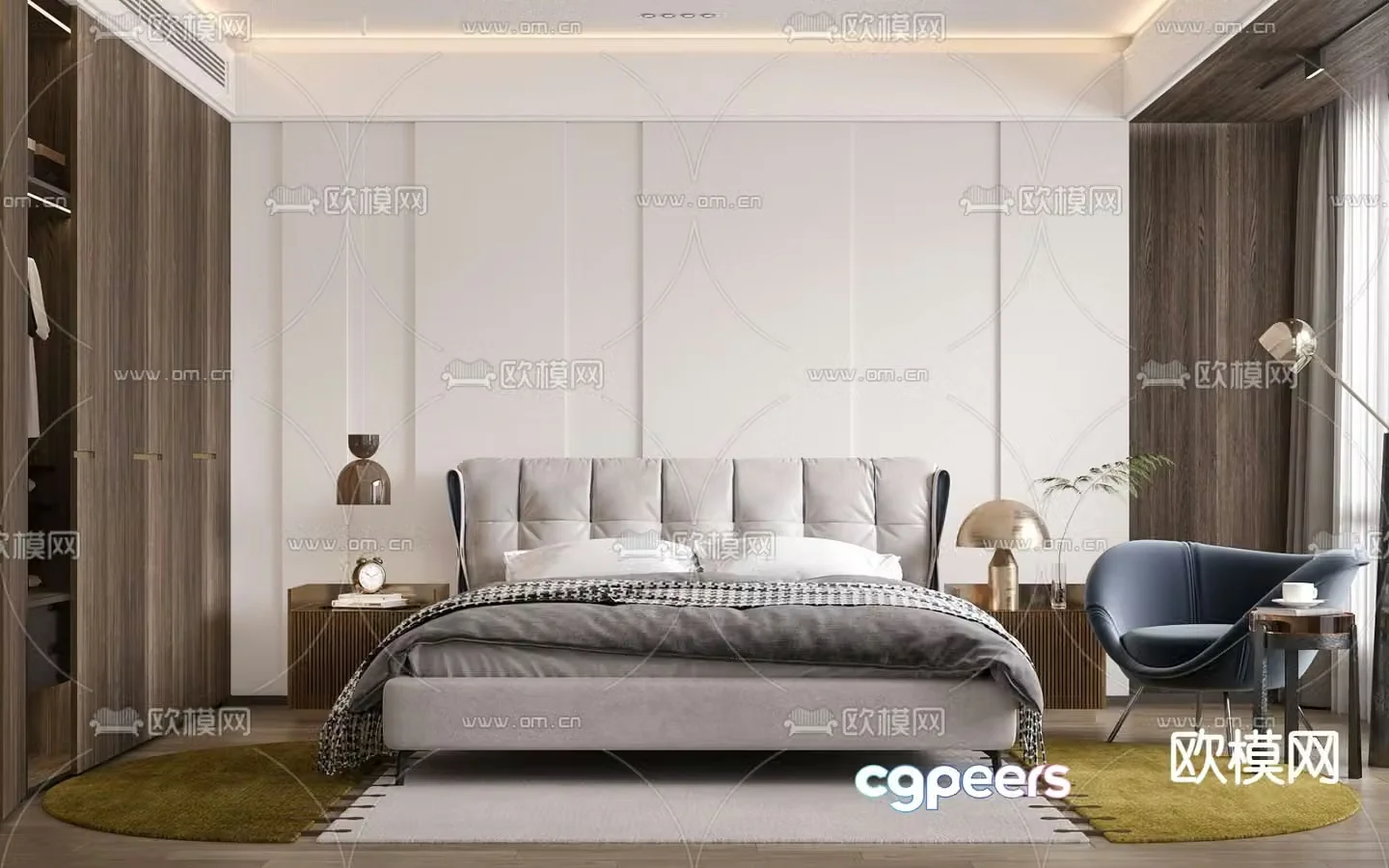 Natuzzi modern bedroom master room 3d model