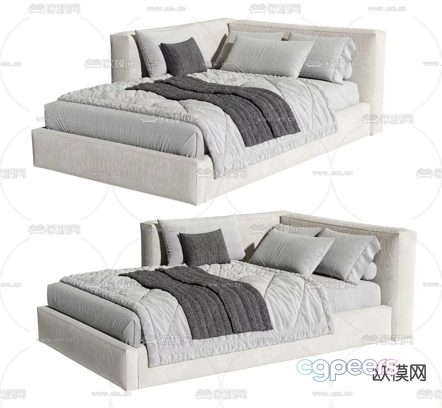 Modern single bed 3d model