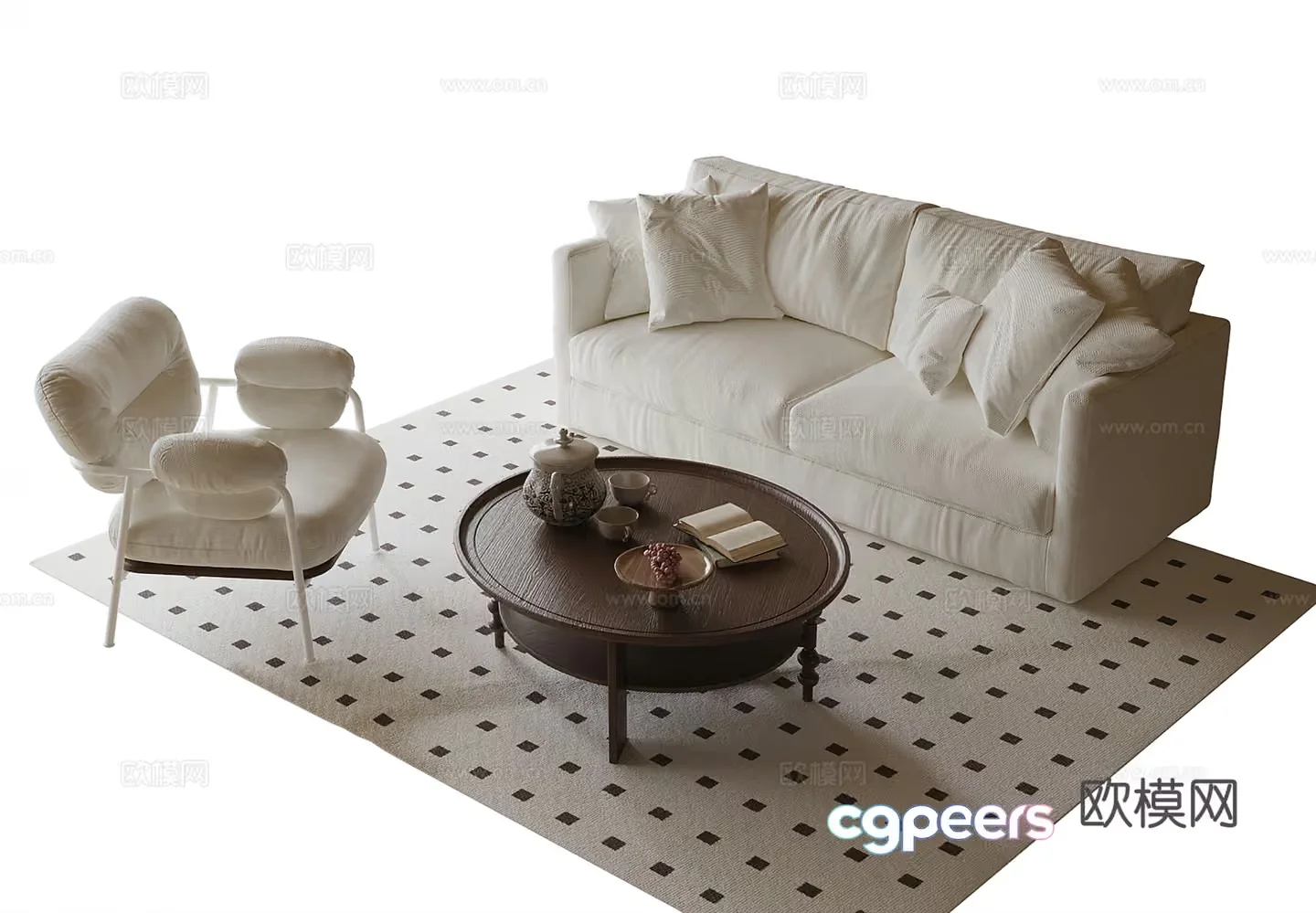 Modern Living Room 3D Model – 416 – VRAY Render