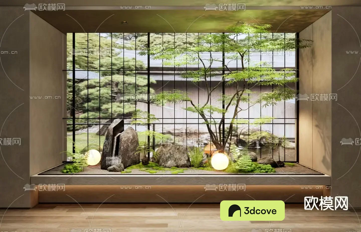 New Chinese style indoor courtyard sketch entrance landscaping