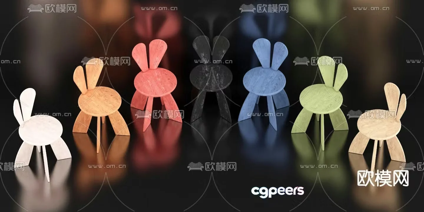 Rabbit ears chair children’s chair 3d model