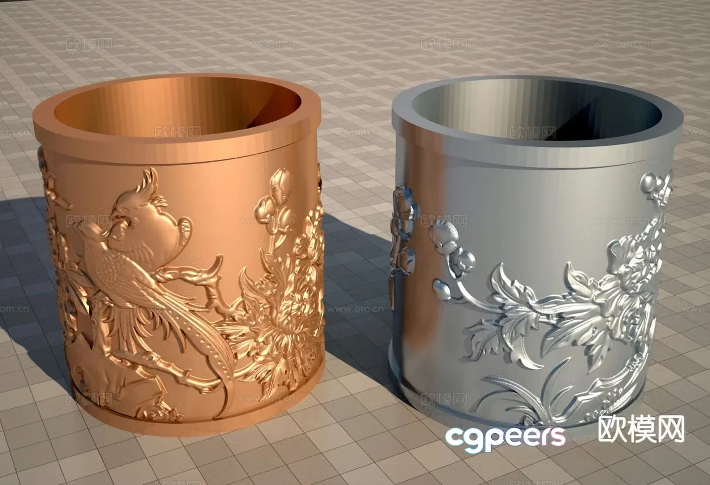 Art carved pen holder 3d model