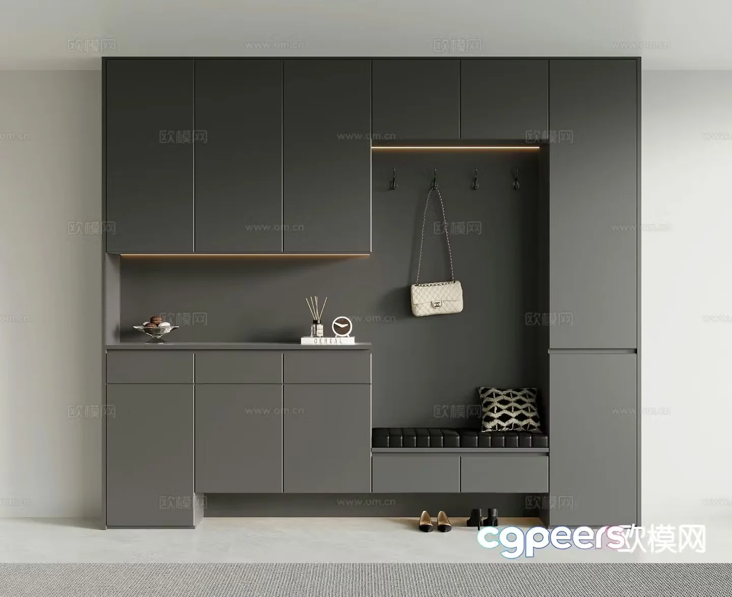 Modern entrance shoe cabinet 3d model