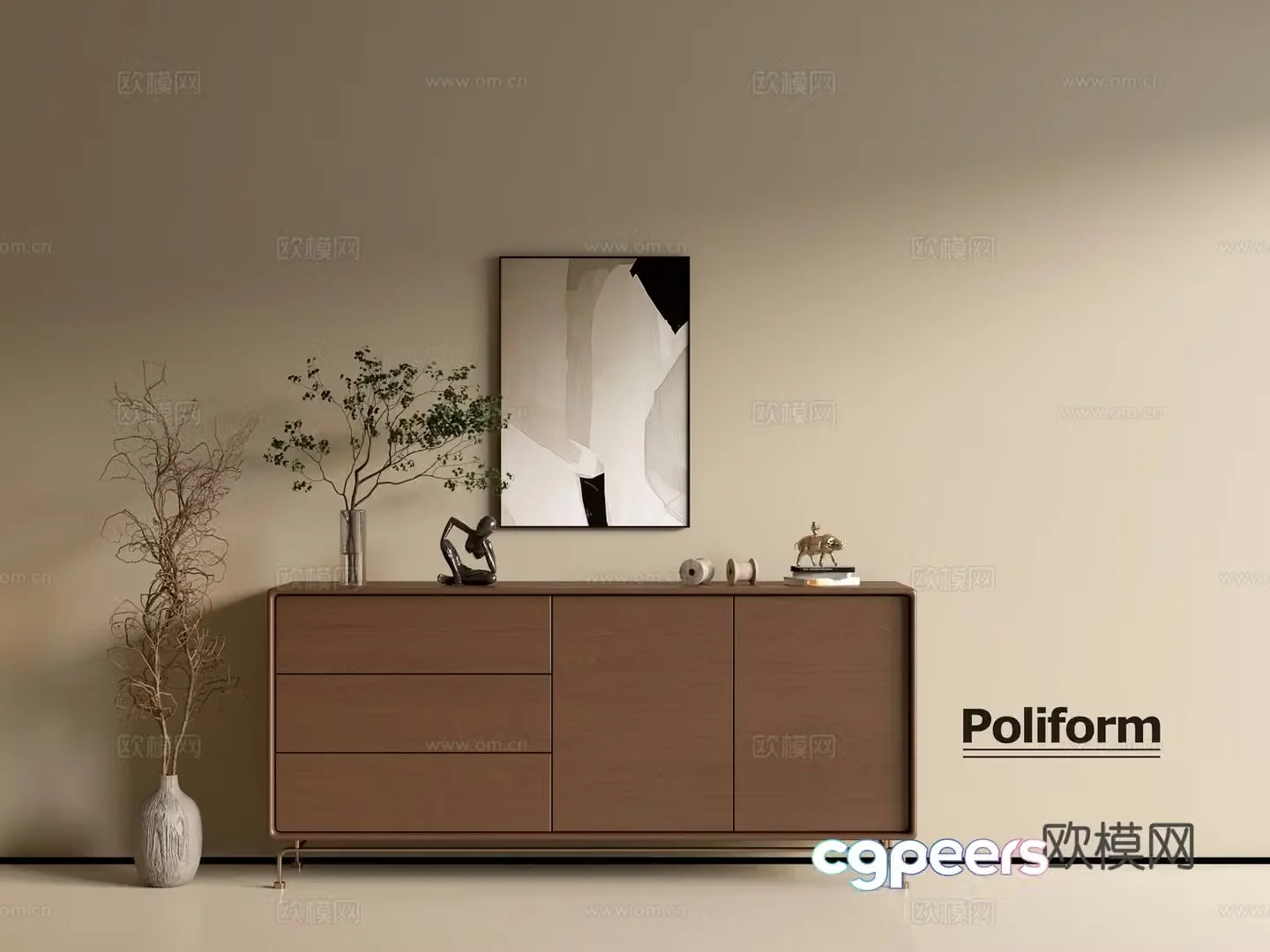 Modern wood grain cabinet ins wind minimalist wind cabinet whole cabinet sideboard balcony cabinet storage 3D model