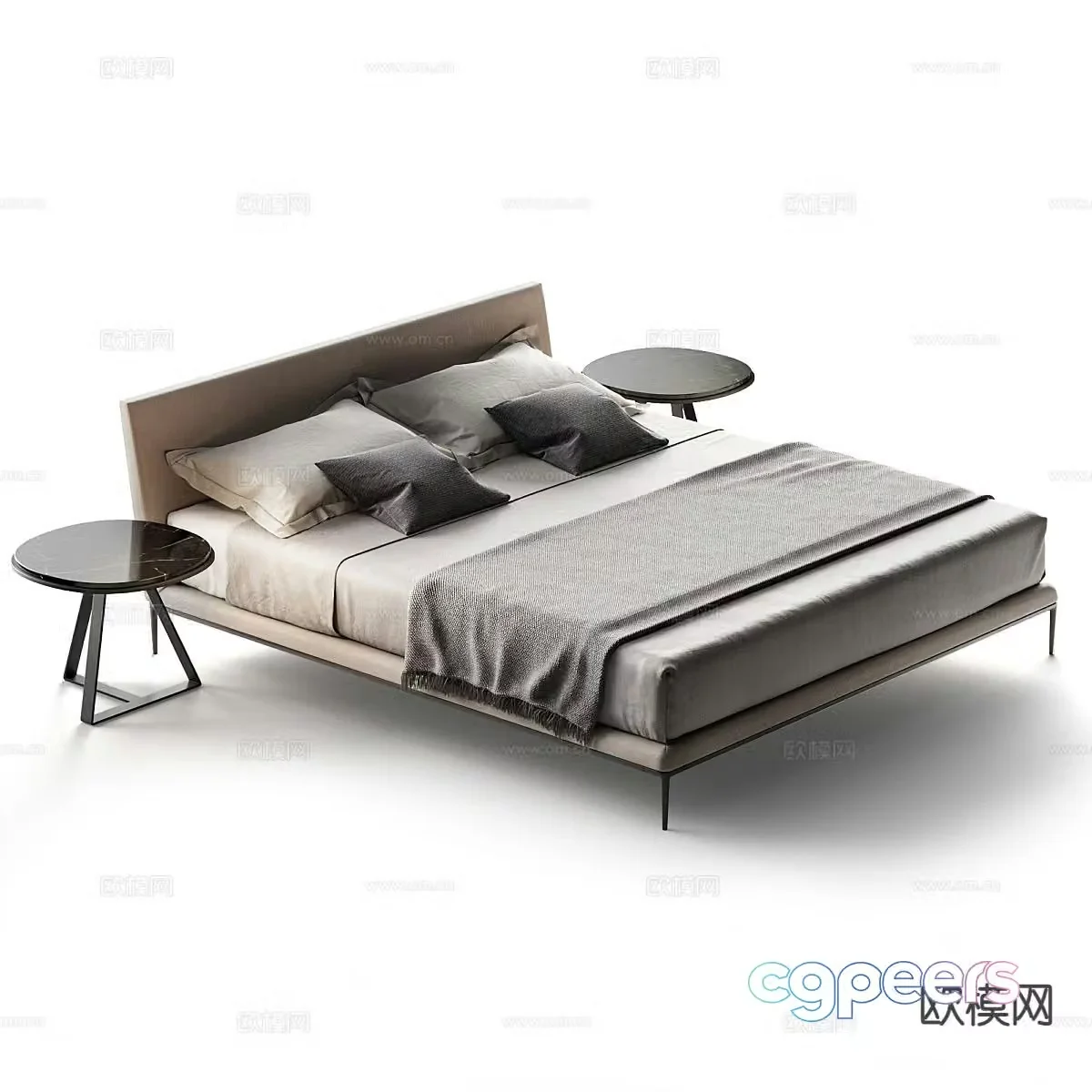 Modern double bed fabric double bed 3d model