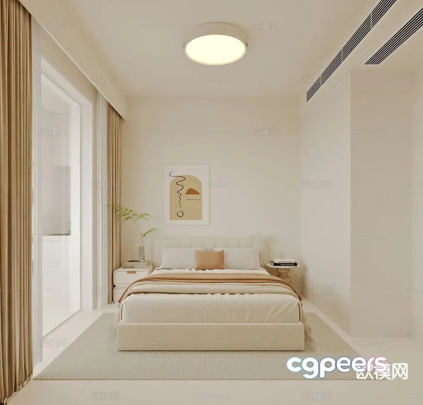 Cream style bedroom master bedroom 3d model