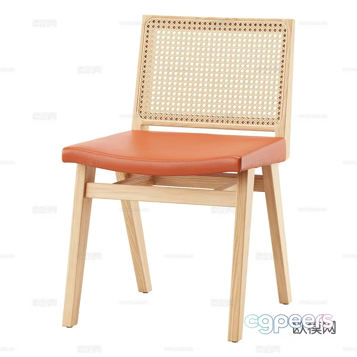 Nordic simple chair Single chair Simple chair Rattan chair Wooden 3D model