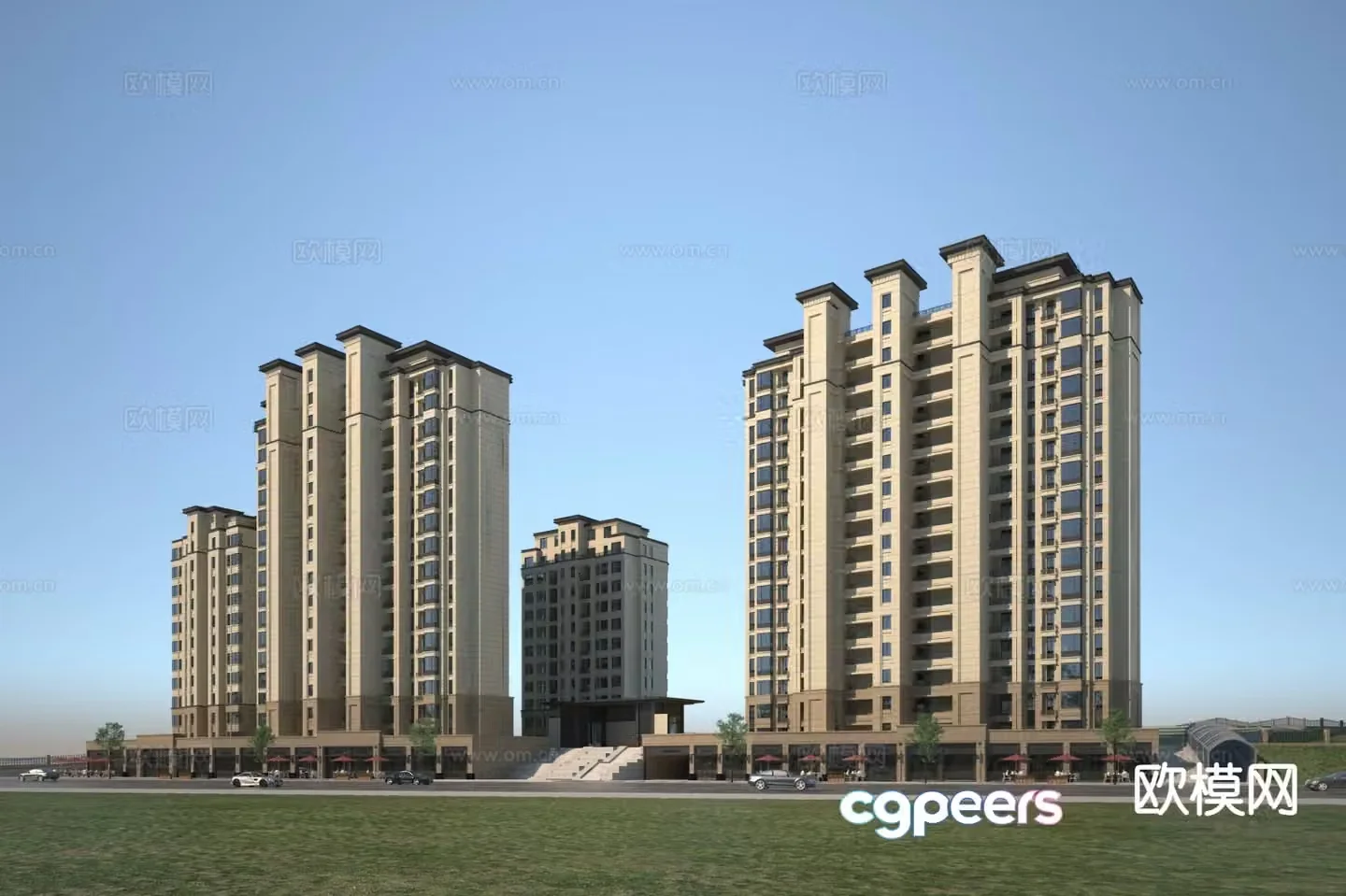High-rise residential exterior 3D model