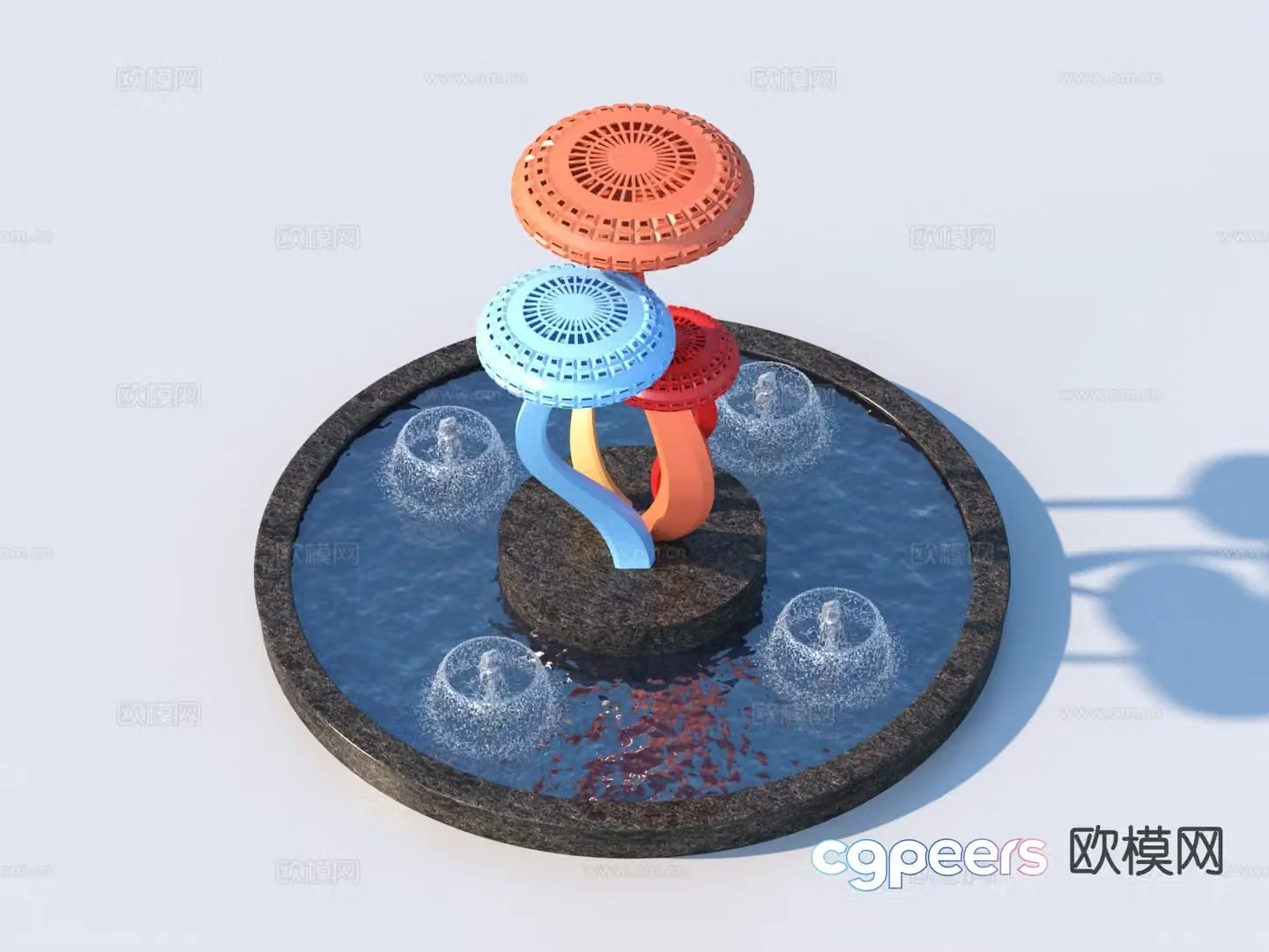 Urban sculpture fountain water feature 3d model