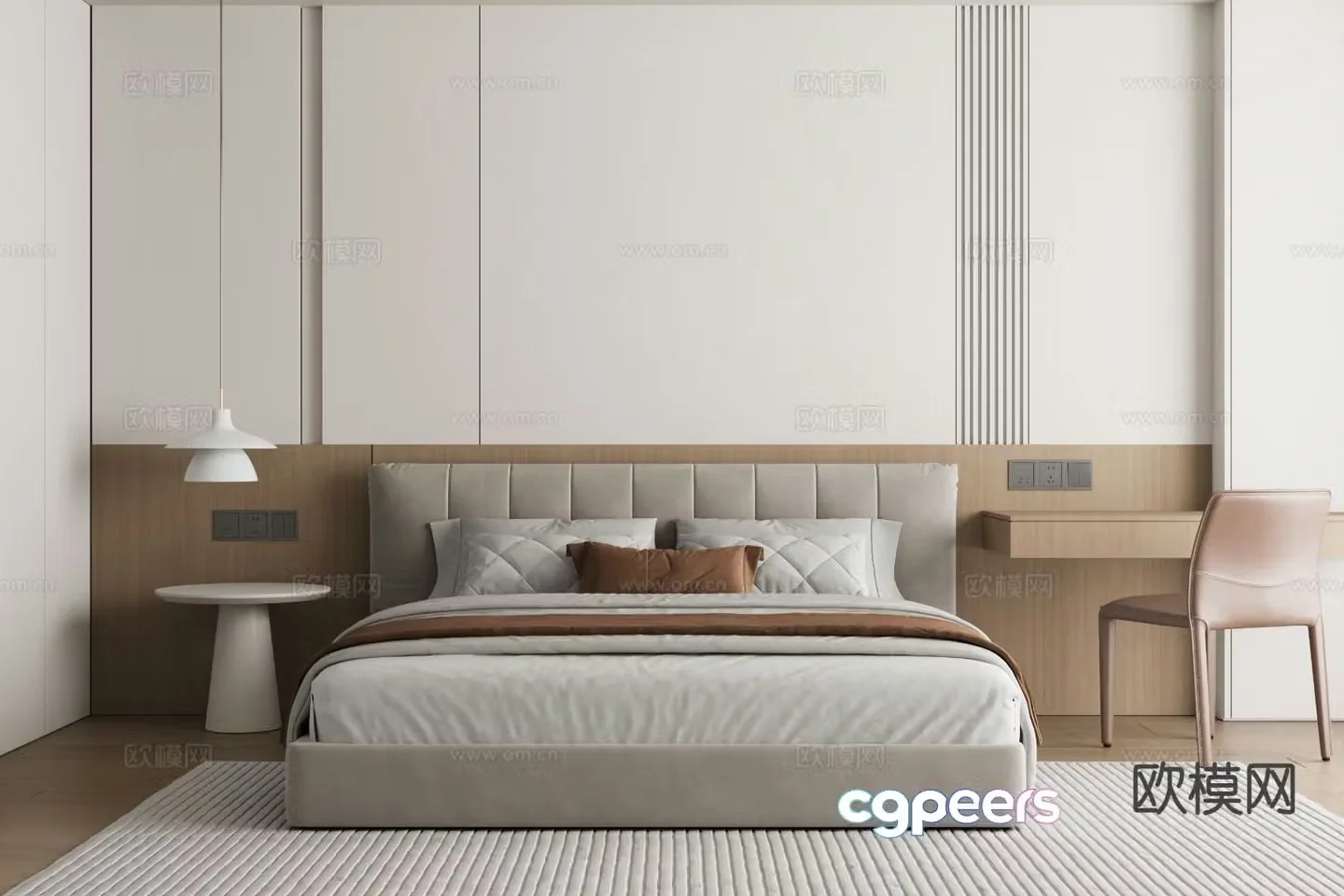 Modern double bed 3d model