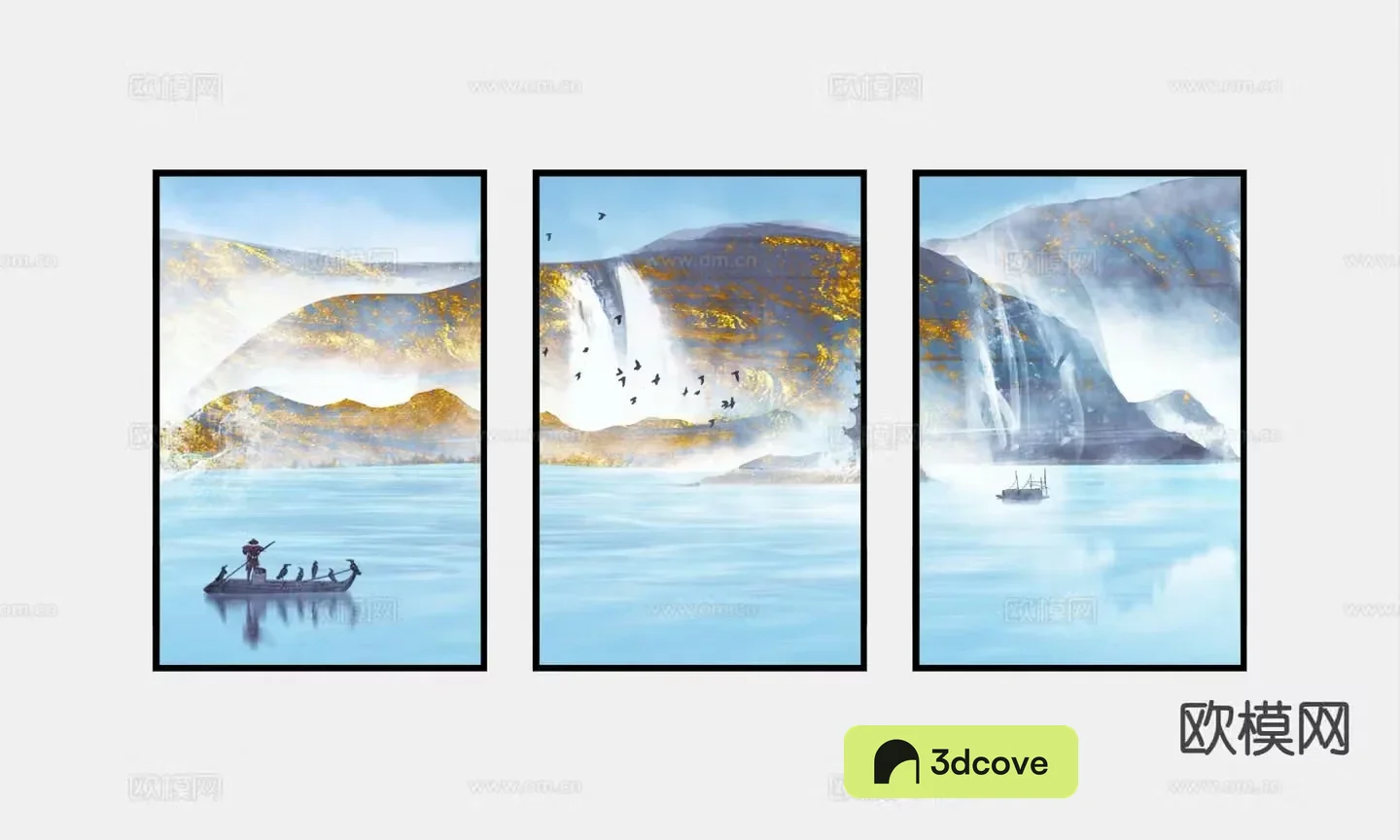 Chinese landscape painting decorative painting combination painting