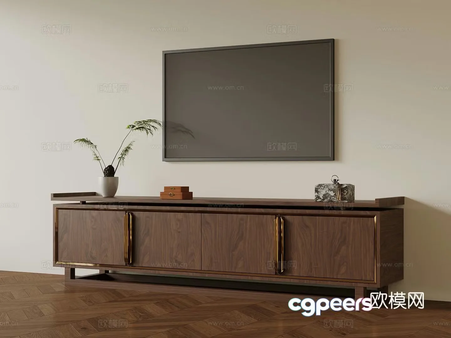 TV cabinet New Chinese-style TV cabinet Decorative ornaments 3D model
