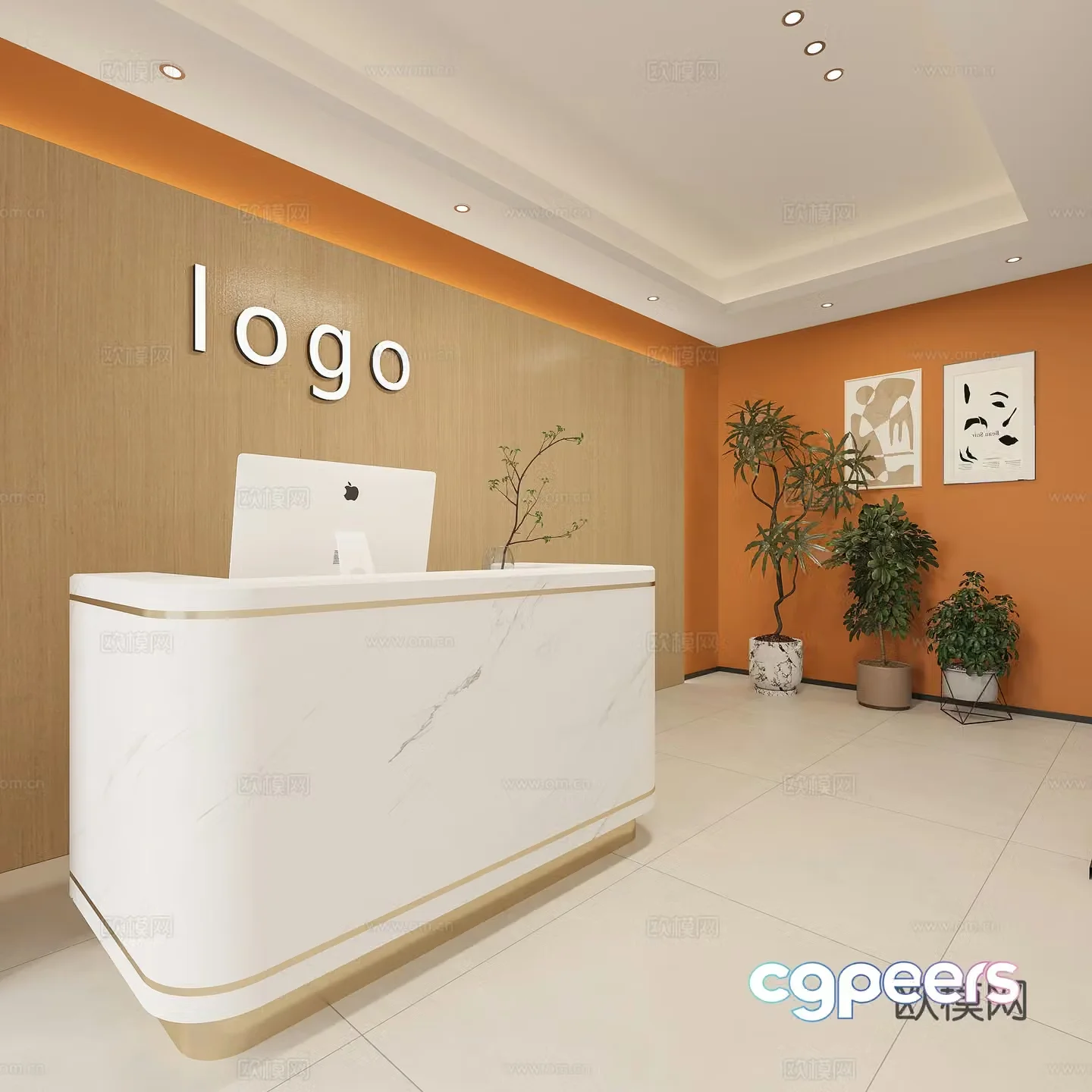 Modern front desk 3D model