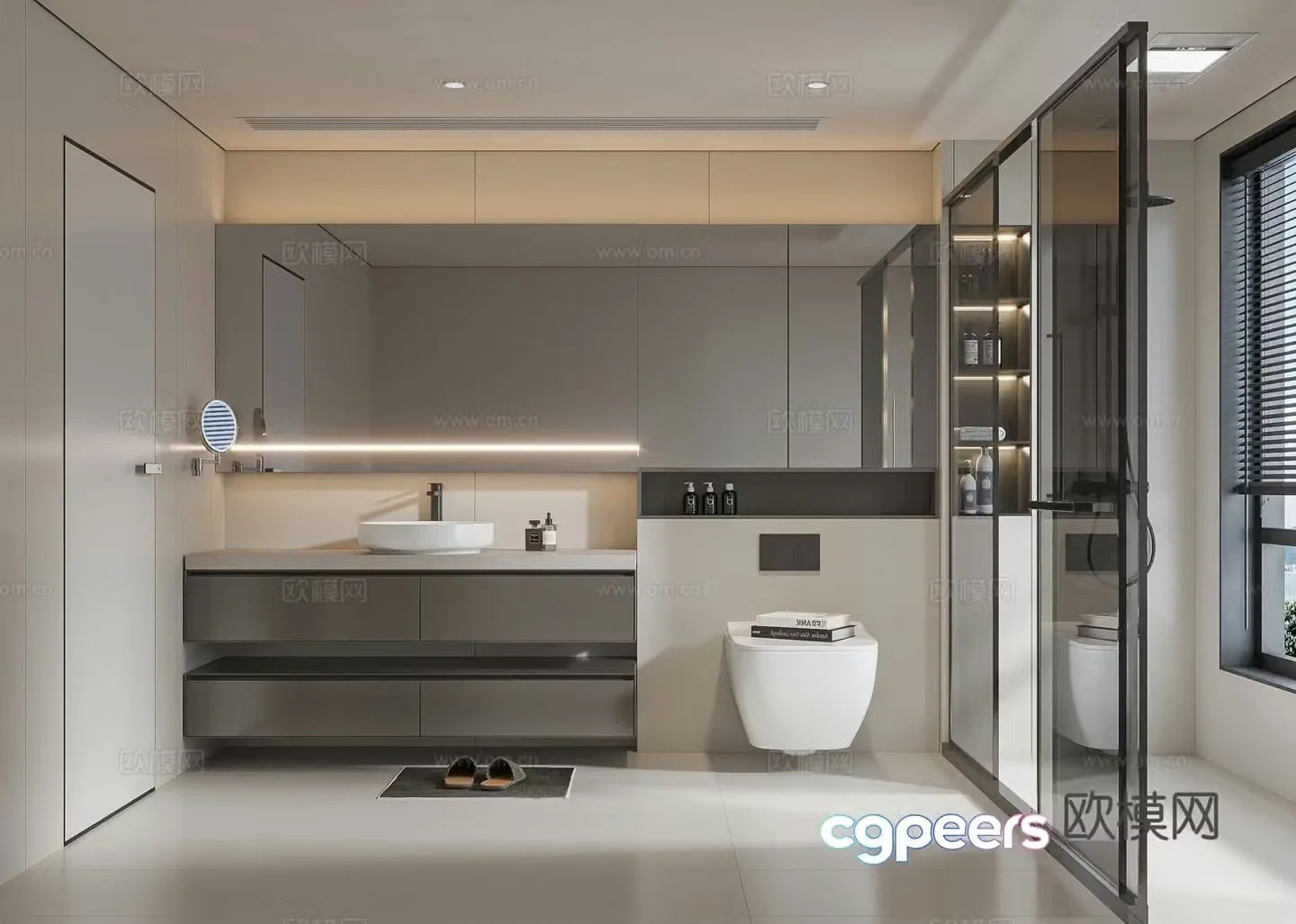 Modern bathroom bathroom cabinet washbasin mirror cabinet toilet 3d model