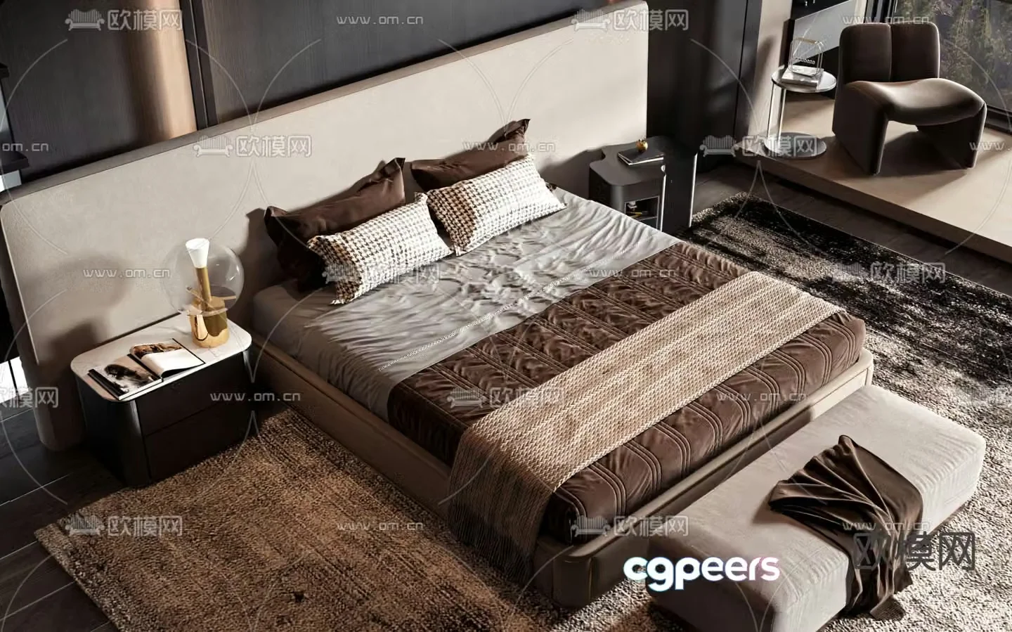 Double bed commercial bed 3d model