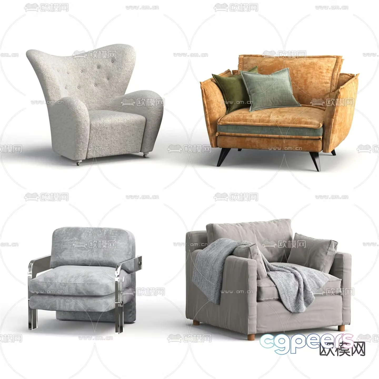 Modern single sofa 3d model