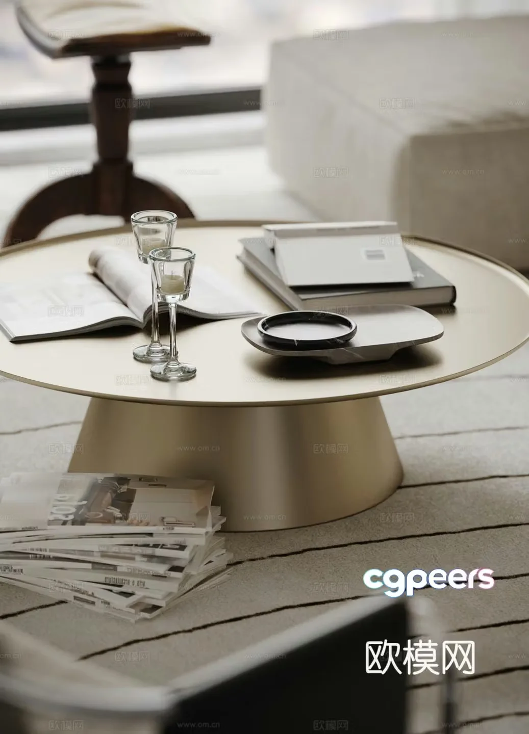 Modern round coffee table metal coffee table 3d model