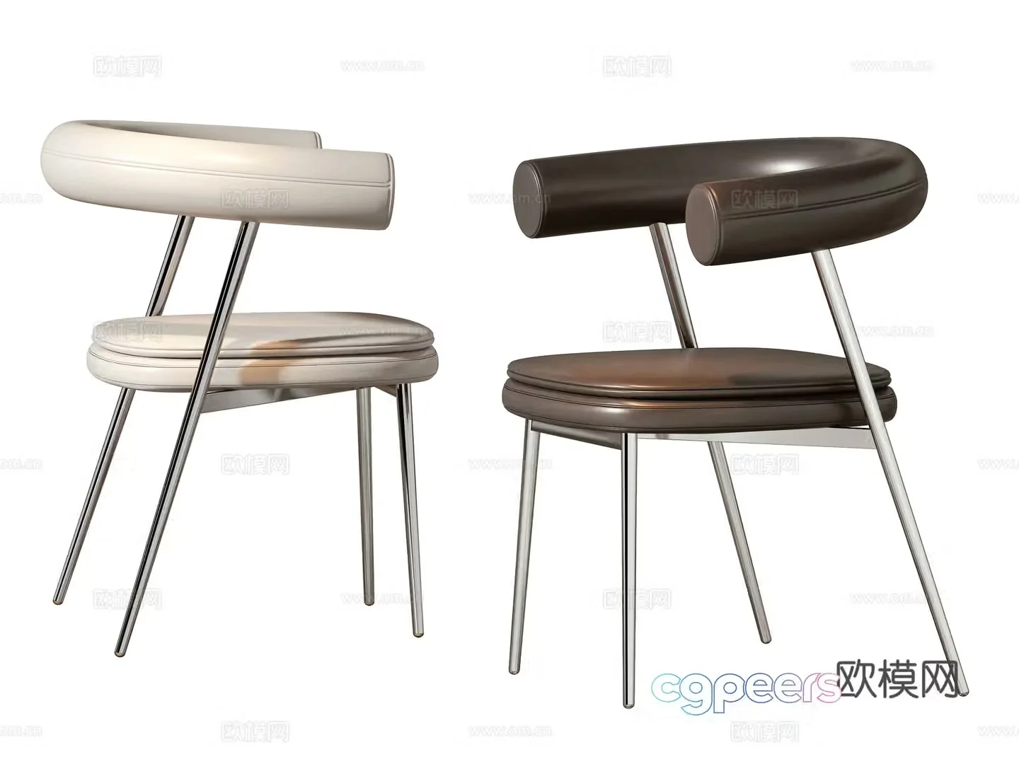 Modern single chair dining chair 3D model