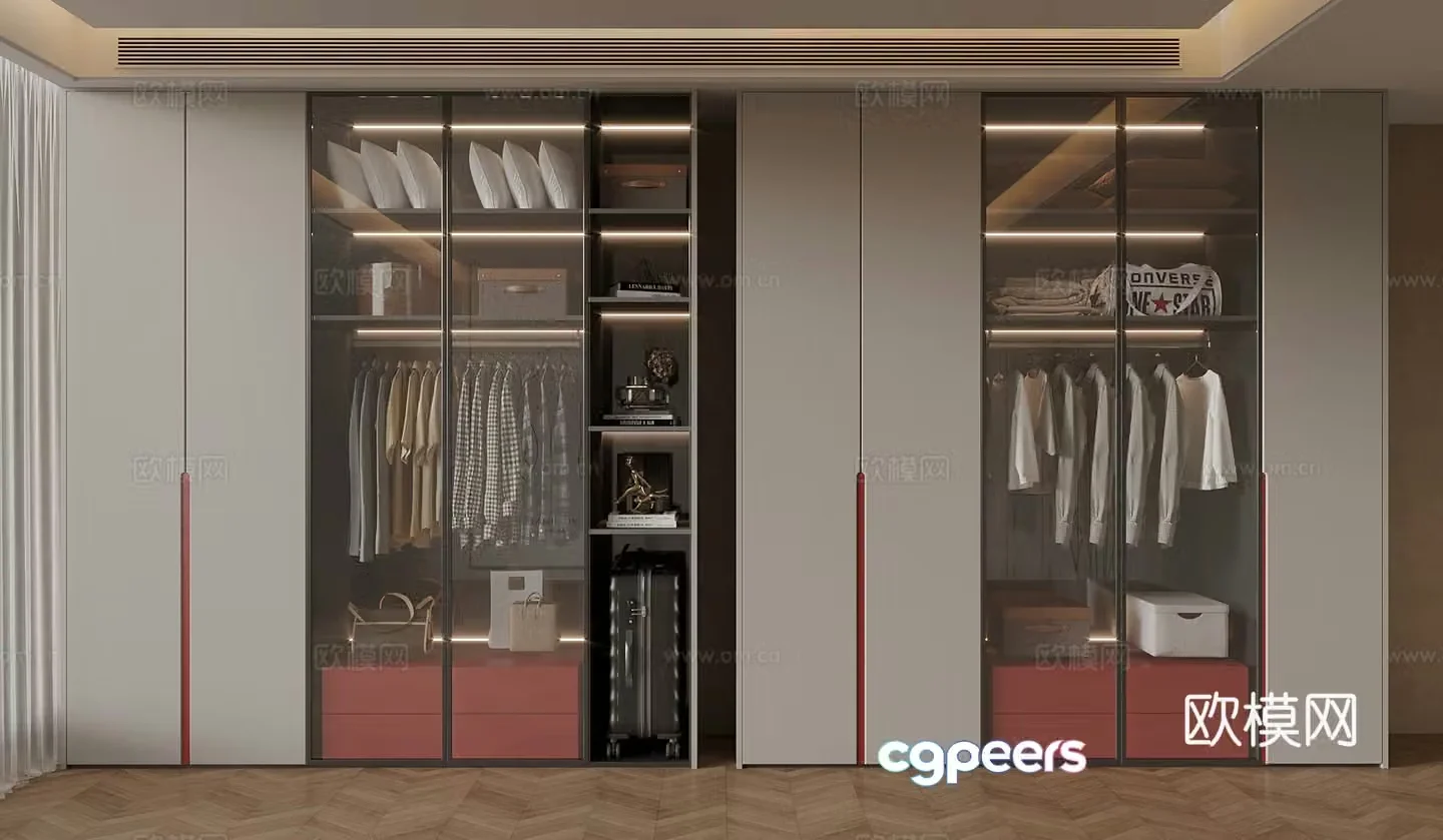 French Wasabi Wardrobe Master bedroom wardrobe Bedroom wardrobe Glass wardrobe Customized wardrobe 3D model